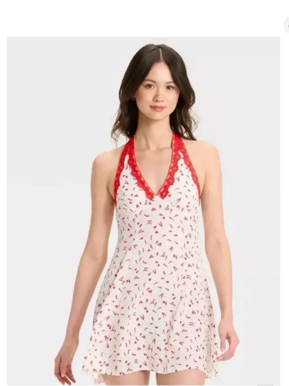 Red Pepper Halter Lace-Trim Dress